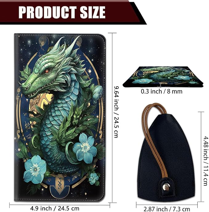 Car Registration and Insurance Holder, PU Leather Auto Document Holder for Men&Women, Vehicle Glove Box Compartment Organizer with Magnetic Shut for Driver's License, Green Dragon in the Dark