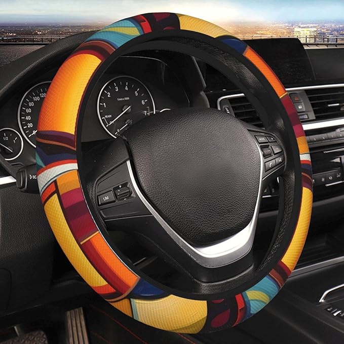 Steering Wheel Cover Polyester Thick Non-Slip Car Steering Wheel Cover Protector Universal 15 Inch, Abstract Wine Glass