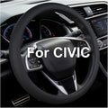 Leather Steering Wheel Cover for Honda Civic, 14.5-15 Inch Breathable Car Steering Wheel Protector, Premium Automotive Interior Accessories Compatible with Honda All Model (Black)