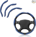 JDDRY Universal Car Steering Wheel Cover,Non-Slip Bright Carbon Fiber Steering Wheel Protector,Car Interior Accessories(Blue,3PC)