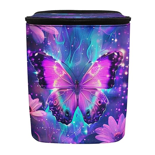 KEIAHUAN Purple Butterfly Foldable Hanging Car Trash Can for SUV Truck Van Automotive Vehicle Garbage Cans Large Capacity Garbage Bin for Travel Camping Office