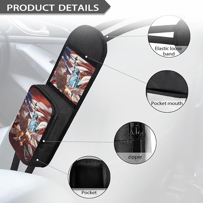 Lady Liberty Car Front Seat Organizer,Car Seat Side Hanging Bag Storage with Zipper Pockets,Universal Fit for Most Cars