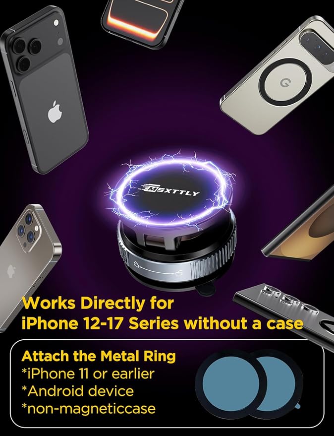 MSXTTLY Car Phone Holder Magnetic Phone Mount for Car 360°Adjustable 2026 Phone Holders for Your Car Travel Gifts Cell Phone Car Mount Compatible for iPhone 17 Pro Max 16 15 14 13 12 Air Plus