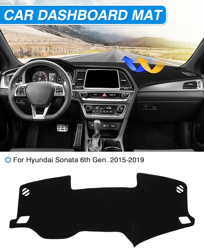 CARTIST Dashboard Cover for 2015-2019 Hyundai Sonata Accessories,4-Layer Suede Dash Mat,Non-Slip Sunshield Protector Anti-UV Anti-Glare