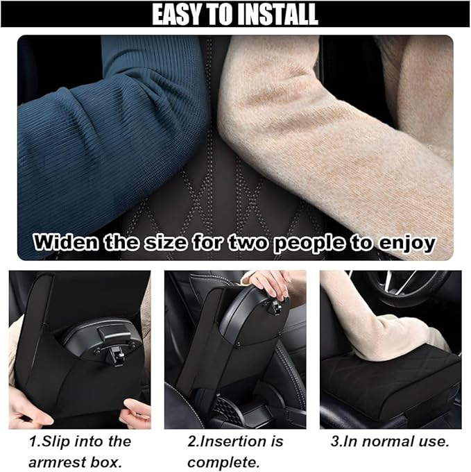 Car Center Console Cover Pad, Leather Auto Console Arm Rest Cover, Waterproof Car Armrest Seat Box Cushion Protector, Memory Foam Armrest Pillow for Most Cars