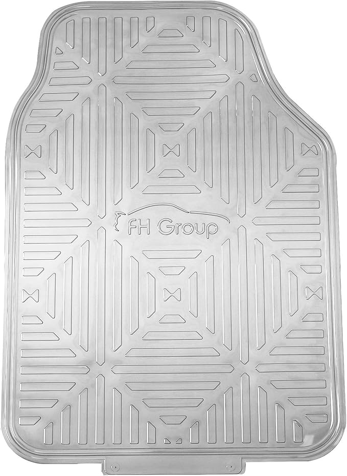FH Group Automotive Floor Mats - Heavy-Duty Metallic Rubber Floor Mats for Cars, Universal Fit Full Set, Climaproof Floor Mats, Trimmable Floor Mats for Most Sedan, SUV, Truck Floor Mats Silver