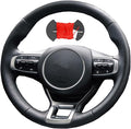 Microfiber Leather Car Steering Wheel Cover Anti-Slip Stitch Wheel Wrap Fit for Kia K5 2019 2020 2021 2022 2023 2024,Red