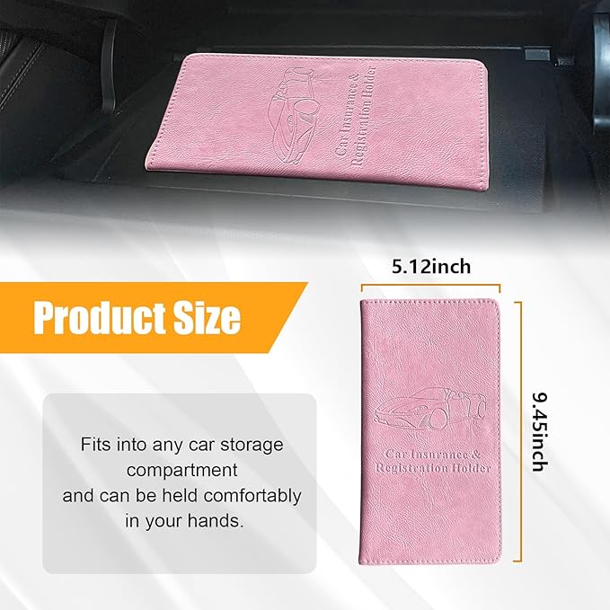 Kewucn Car Registration and Insurance Holder, Leather Auto Glove Box Organizer with Magnetic Shut, Vehicle Compartment Accessories Case for Cards, Driver License & Essential Documents