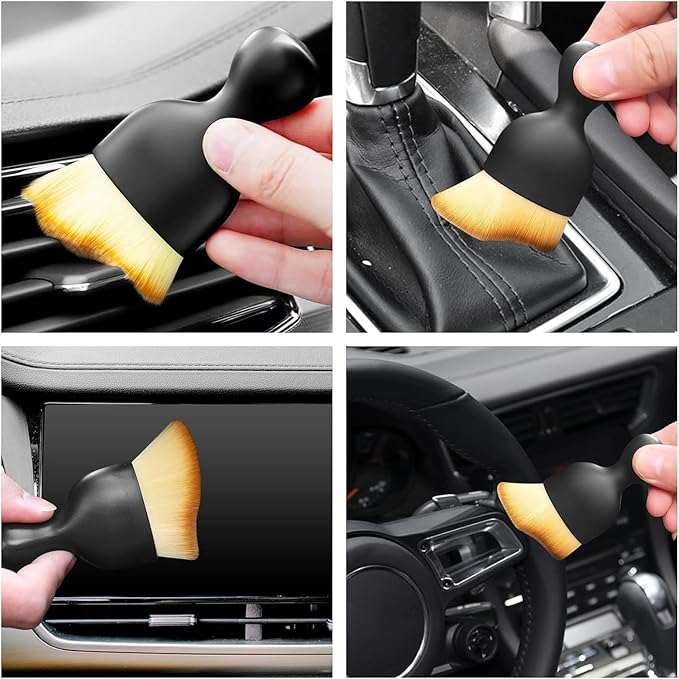 Car Interior Dust Brush, Car Detailing Brush, Soft Bristles Detailing Brush Dusting Tool for Automotive Dashboard, Air Conditioner Vents, Leather, Computer,Scratch Free (2)
