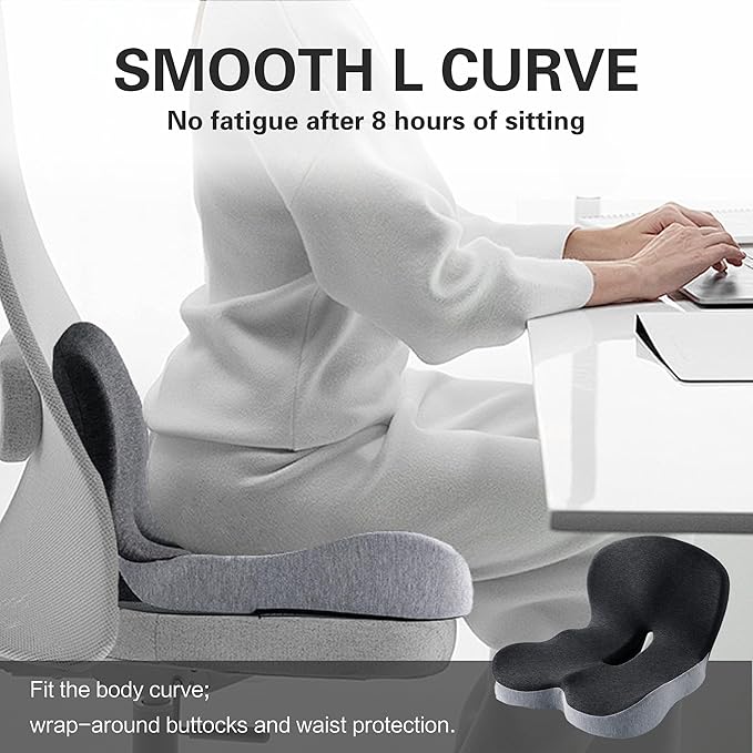 Truck seat Cushion,Memory Foam Seat Cushion lab for Office Chair & Truck Drivers & Wheelchair Ergonomic Car Seat Cushions for Driving Long, with Lumbar Support & Sciatica Relief Back Pain