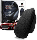 Armrest Cover for 2015-2019 Hyundai Sonata Center Console Pad with Organizer Storage Pockets, Black Faux Leather Arm Rest Lid Protector Cushion Interior Accessories