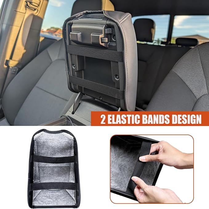 Center Console Cover for Chevy Colorado/GMC Canyon - Soft Armrest Cover for Colorado Canyon 2023 2024 2025 2026 ZR2 Z71 Trail Boss LT WT Elevation AT4 Denali AT4X Accessories - Black Stitch