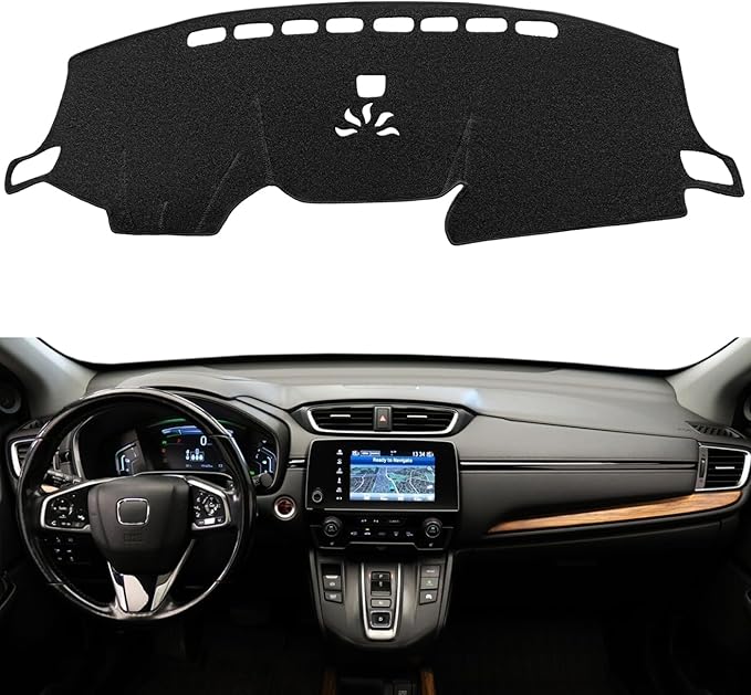 Yiz Dash Cover Mat Custom Fit for Honda CRV 2017 2018 2019 2020 2021 2022 Without Head Up Display,Dashboard Cover Cap Pad Carpet Protector (17-19 Black) Z07