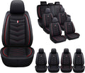 MVRVMV 3 Row 7 Seater Seat Covers for Toyota Highlander 2013-2026, Airbag Compatible Front and Rear Split Bench Leather Auto Seat Protectors (7 Seat Standard, Black-Red