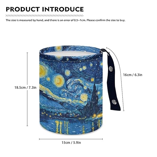 Brosoneto Starry Night Print Portable Car Garbage Bin Collapsible Hanging Portable Dustbin Bin Waste Basket Car Accessories Interior for Car SUV Trucks Universal