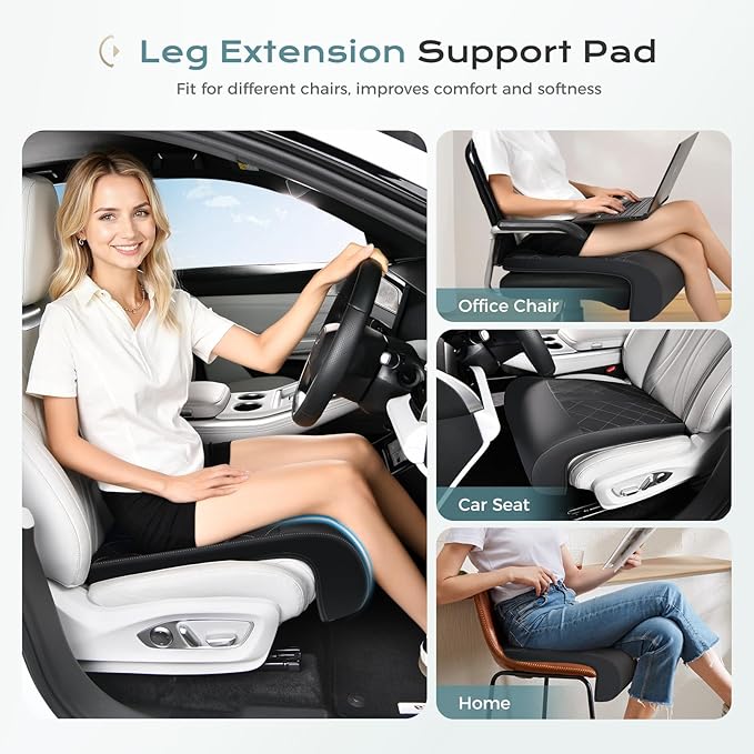 Coverado Car Seat Extender Leg Support, Leather Leg Extender Cushuin for Car Seats, Waterproof Car Seat Cushions Universal Fit for Most Vehicles (Black01)