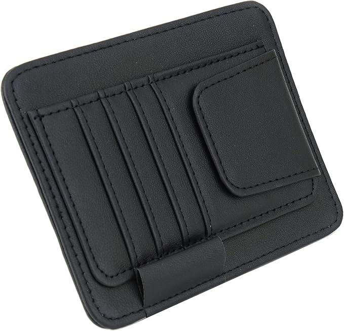 Car Sun Visor Organizer Holder with Clip, Auto Storage Pocket Sun Visor Pouch for Sunglasses, Credit Card, License Registration, Document, Pen, Key