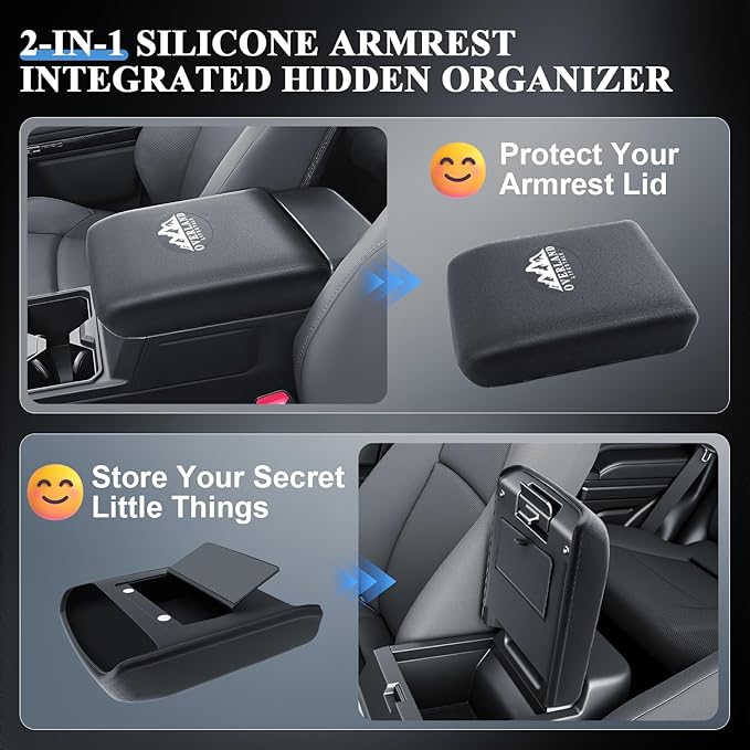 BIBIBO for 2025 2026 Toyota 4Runner Center Console Cover 2025 2026 Toyota 4Runner Arm Rest Cover with Silicone Hidden Storage Box 2025 4Runner Secret Compartment Armrest 4Runner 2025