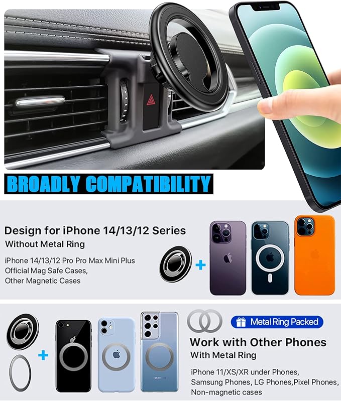 Car Phone Holder, Air Vent Phone Holder, Car Mount for Mazda CX5 2017-2024, Magsafe Magnetic Navigation Stand Fit for iPhone 17 16 15 14 13 12 Pro Max Plus Mini, Magsafe Case, All Phones