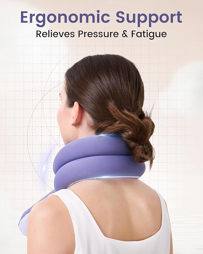 KPNEOL Travel Pillow, Neck Pillow – Ergonomic Memory Foam Pillow for Airplane, Adjustable & Ultra-Lightweight with Dual-Sided Fabric for Flight, Car, and Office Use, Purple