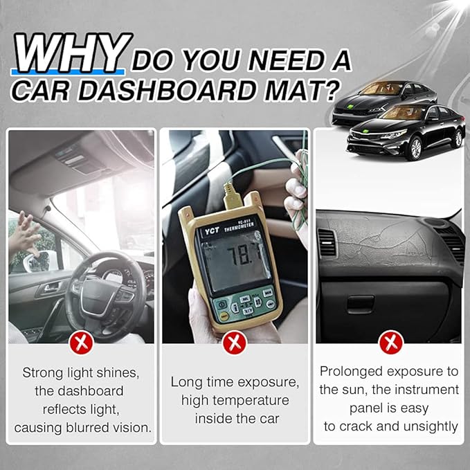 CARTIST Custom Fit for Suede Dash Cover 2016 2017 2018 2019 2020 Kia Optima Dashboard Mat Non-Slip Dash Mat Pad Carpet Odorless Sunshade Glare UV Rays Protector