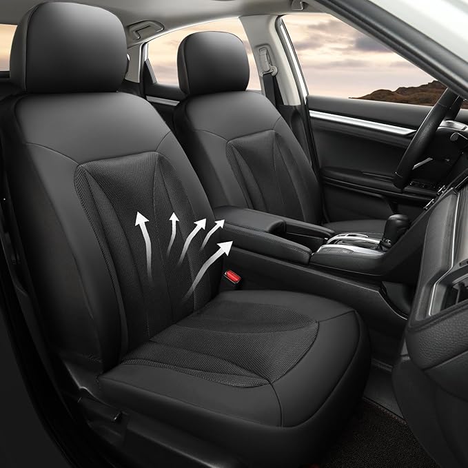 GIANT PANDA Fit Subaru Outback Forester Crosstrek Legacy Impreza Front Car Seat Cover, 3D Air Mesh Breathable Seat Protector（Black 2-Pack