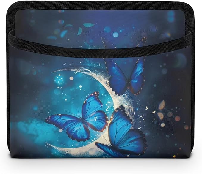 Blue Butterfly Car Organizer Storage Between Seats Front Back Seat Storage Pocket for Car Universal Auto Console Door Window Storage Bag Interior Organizer Holder for Phone Sunglasses