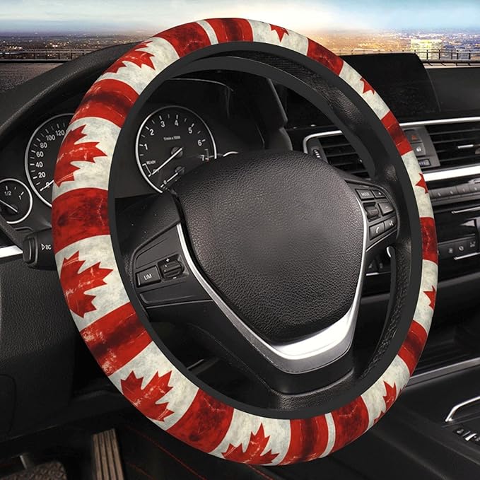 Canada Flag Universal Fit Steering Wheel Cover for Car, Truck, and SUV, Durable Steering Wheel Protection