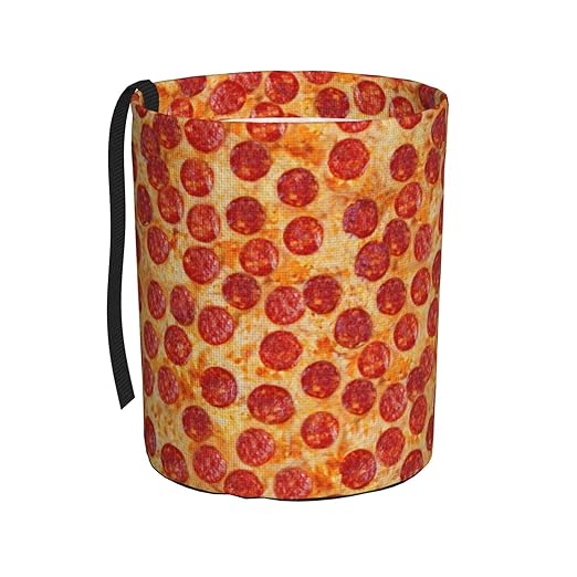 KXWQTRDD Car Garbage Bag Pizza Pepperoni Mini Car Trash Bin Portable Collapsible Waterproof Rubbish Bag for Car Accessories Back Front Seat Cup Holder