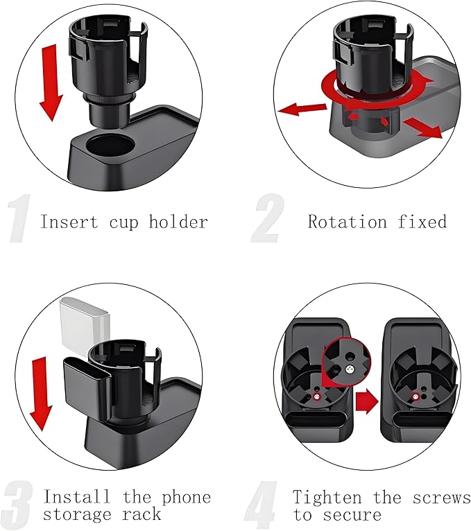 Car Cup Holder Extender with Adjustable Expandable Base, Universal Car Cup Holder Adapter for Large 32/40 oz Bottles & Mugs with Handles, Compatible with Yeti, Hydro Flask, Nalgenes, Black