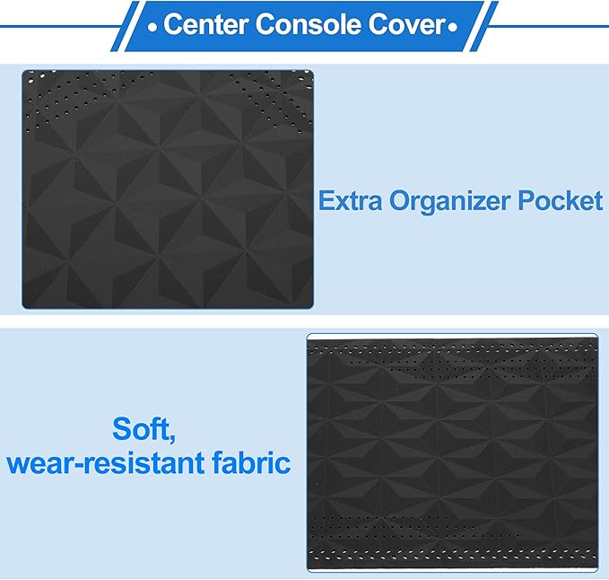 Car Center Console Cushion Pad 12.59"x7.87" Center Console Cover Armrest Seat Box Cover Faux Leather Black