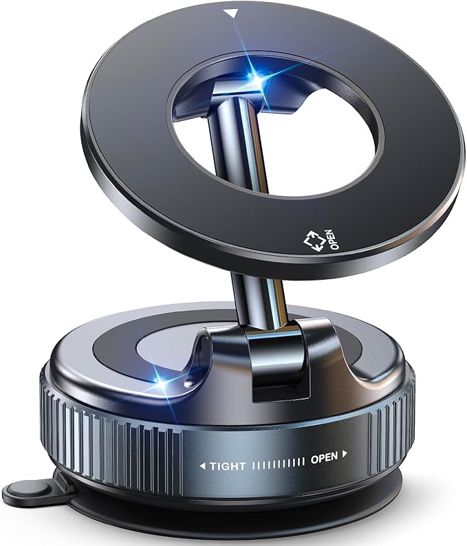 Magnetic Suction Cup Phone Mount for Magsafe, 360° Adjustable Magnetic Car Phone Holder, Pocket Size Foldable Car Mount, Cell Phone Holders for Your Car for iPhone 17 16 15 14 13 12 Series