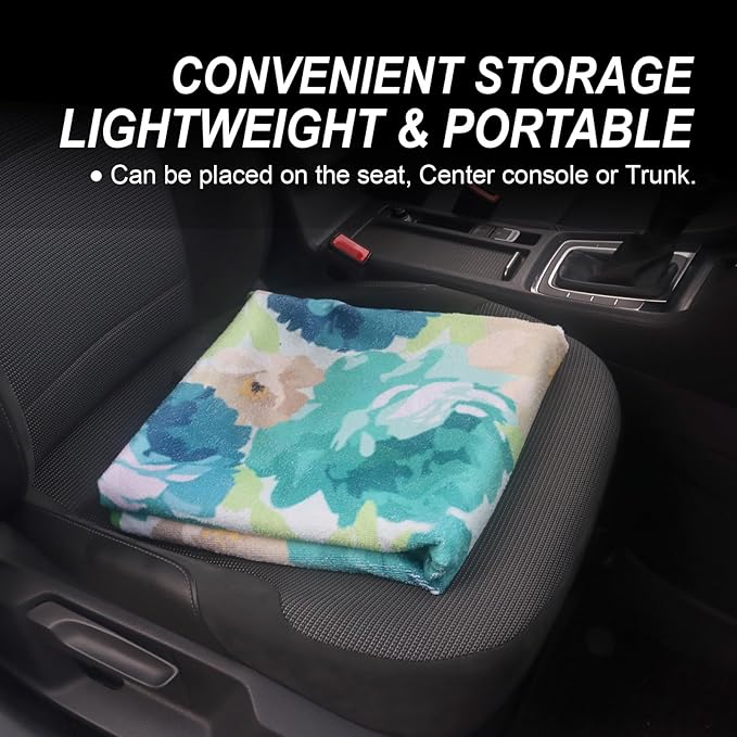 nbnhxnff Sweat Towel Car Seat Cover Protector Rear Seats for Gym Workout, Running, Swimming, Beach and Hiking, Waterproof Universal Seat Cover for Car, Trucks, Van & SUV(Cyan Flower, 1pcs Rear Seat)