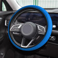 Car Steering Wheel Cover, Universal 14.5-15 Inch Blue Leather Steering Wheel Wrap with Better Sport Grip for Men Women, Anti-Slip Breathable Car Interior Accessories for Most Vehicles (Blue)