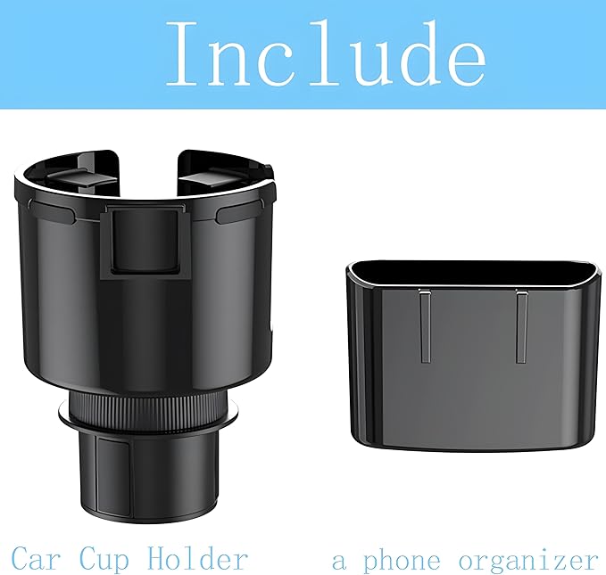 Car Cup Holder Extender with Adjustable Expandable Base, Universal Car Cup Holder Adapter for Large 32/40 oz Bottles & Mugs with Handles, Compatible with Yeti, Hydro Flask, Nalgenes, Black