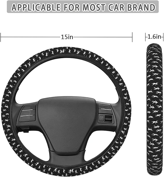 FeHuew Dancing Girls Boys Steering Wheel Cover for Women, Girls 15 inch Universal Auto Car Anti Slip Wrap Steering Wheel Covers Fit for Vehicles, Truck, SUV