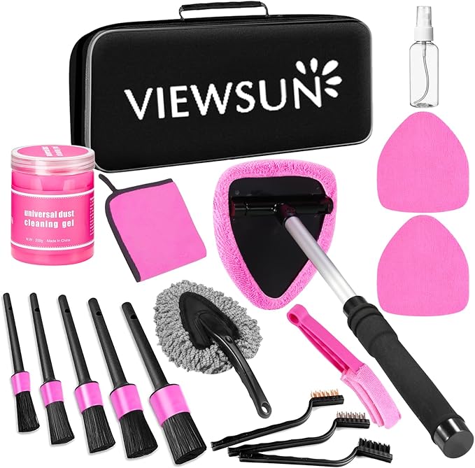 Viewsun Windshield Cleaner Tool 30 Pcs Car Interior Cleaning Kit, Car Detailing Kit Interior Cleaner, Car Detailing Brushes, Car Cleaning Gel, Inside Cleaning Supplies Accessories for Women Men