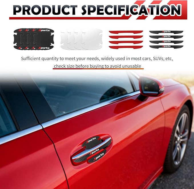 8PCS Car Door Handle Protector Anti-Scratch,Sport Style Car Door Handle Scratch Protector for Decoration & Protection,Universal Cars Handles Protectors as Cars Doors Edge Guards