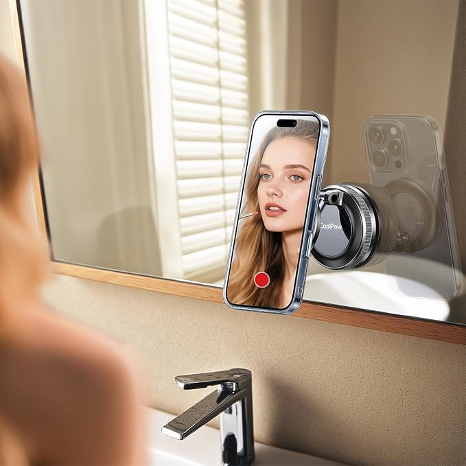 Coolpow【Newest Vacuum Magnetic Phone Holder for Car Phone Holder Mount【Movable Vacuum Suction】 Magsafe Car Mount Cell Phone Holders for Your Car Accessories Interior for Women Men for iPhone 17 16 15