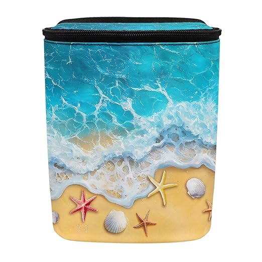 KEIAHUAN Beach Theme Starfish Car Trash Can Hanging Foldable Multipurpose Trash Bin Container Storage Bag Grocery Organizer Bag for Back Seat for Outdoor Travelling Home Use