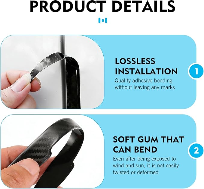14 PCS Car Door Handle Protector, Carbon Fiber Door Edge Guards, Car Handle Scratch Protector, Auto Exterior Collision Prevention Decorative Accessories, Universal for Most Vehicle (Black)