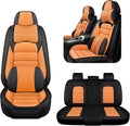 AREKA 5 Car Seat Covers for Subaru Crosstrek 2016-2026 Breathable Leather,Waterproof Cars Seat Protectors with Comfort Headrest Pillows,Automotive Vehicle Cushion with Storage Pockets (Luxury,Orange)