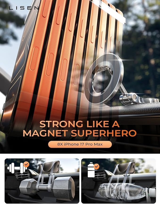 LISEN for MagSafe Car Mount for iPhone 17 Pro Max [24 Strong Magnets] Classic Magnetic Phone Holder for Car Dashboard, Magnet Phone Mount Car Cell Phone Holder for iPhone 17 Pro Max Air 16 15 14 13 12