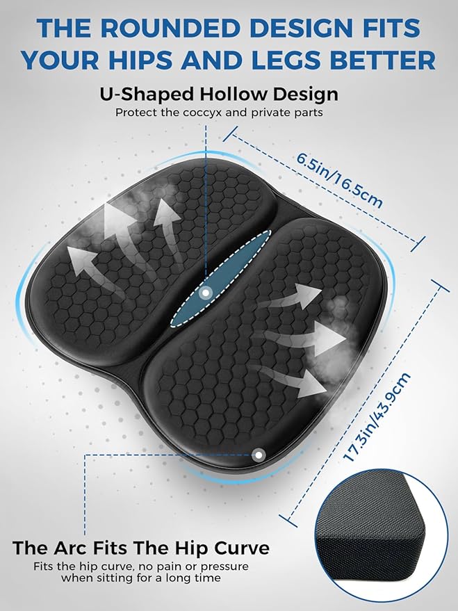 Honeycomb Car Gel Seat Cushion Soft Breathable Maintain a Refreshing Feel Relieve Hip Pressure This Seat Cushion Suitable For All Seasons for Car Office Home Wheelchair Chair Long Sitting Use