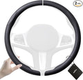 Aimato Car Steering Wheel Cover 2 Piece Non-Slip Clip on Microfiber Leather Steering Wheel Cover,Ultra-Thin Breathable,Universal Fit 14.5"-15" Wheel,Black