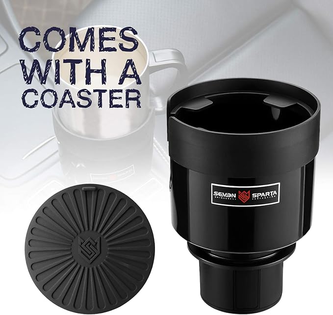 Seven Sparta 2 Pack Car Cup Holder Expander with Adjustable Base, Compatible with Hydro Flasks 32/40 Ounce, Compatible with Yeti Ramblers 20/26/30 Ounce, Other Bottles in 3.4"-3.8" (Black)