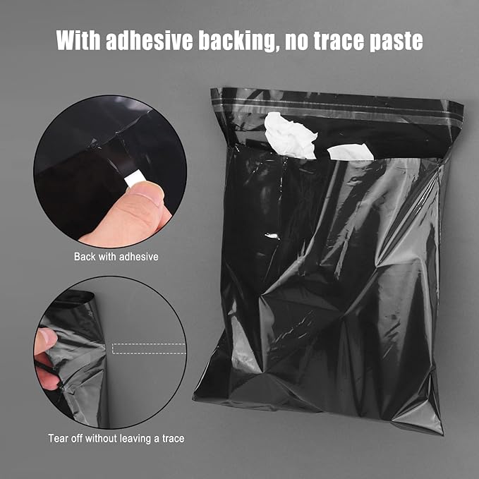 Car Trash Bags Disposable, 500 Pack Car Garbage Bag, Self Adhesive Vomit Bags, Trash Bag Automobiles for Cars, Kitchens, Bedrooms, Offices, During Travel and Camping (9.8 * 12.2 Inches)