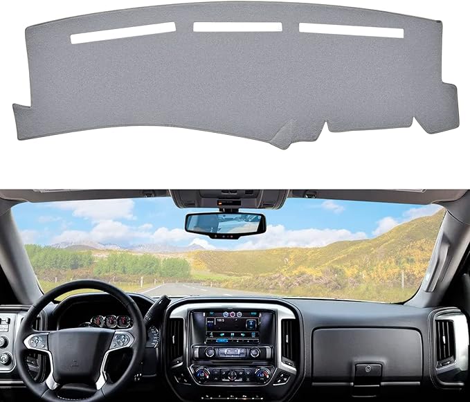 Dashboard Dash Cover Mat Carpet Compatible with 99-06 Chevy Silverado GMC Sierra,00-06 Chevy Suburban Tahoe GMC Yukon/XL,01-06 Chevy Avalanche(Grey)