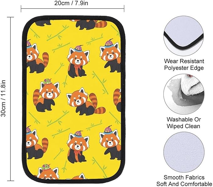 Car Armrest Cushion Soft Cover Red Panda, Tray Storage Center Console Box Pad, Protect Interior of Most Vehicles