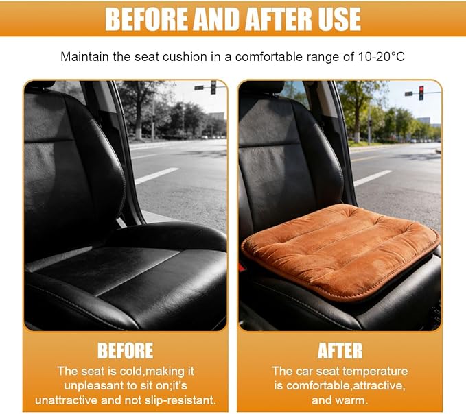 Car Seat Cushion, Breathable Soft Auto Front Seats Protector Pad for Comfortable Driving, Warm Vehicle Interior Driver Seat Non-Slip Decorative Accessory for Most Cars(Orange)